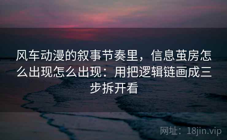 风车动漫的叙事节奏里，信息茧房怎么出现怎么出现：用把逻辑链画成三步拆开看